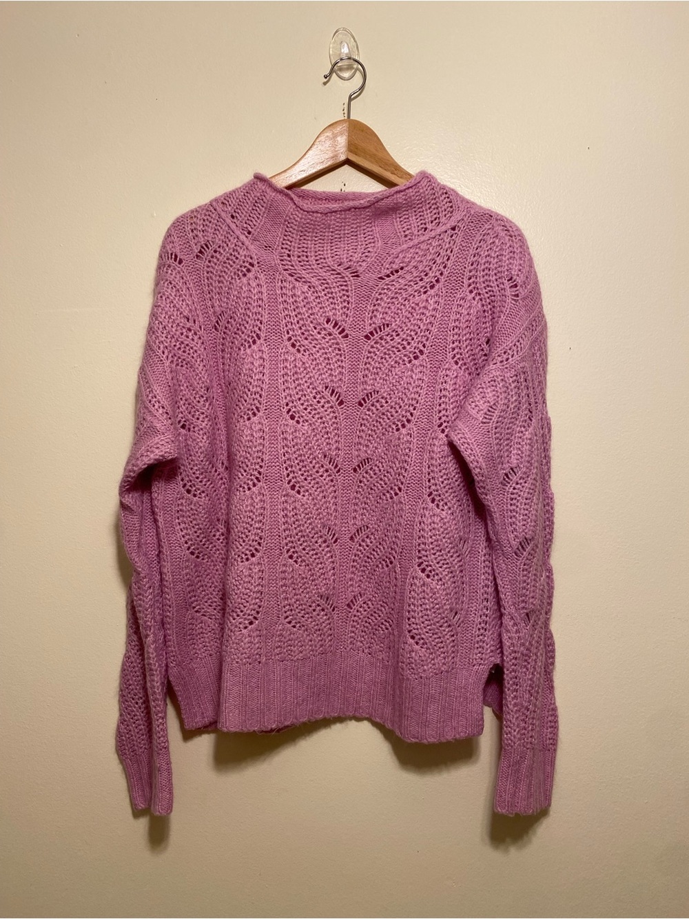 J. Crew Pink Open Cable-Knit Mock Sweater. Size     M